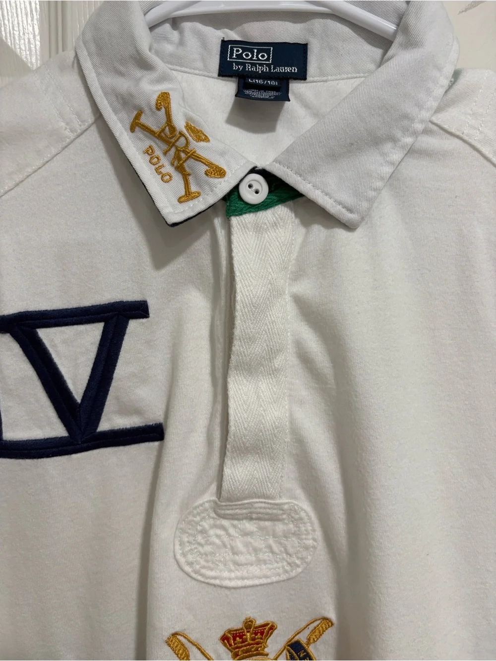 Polo Ralph Lauren vintage White Premium Club Embroidered Rugby Shirt kids 16-18